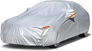 kayme 6 Layers Car Cover Waterproof All Weather for Automobiles, Outdoor Full Cover Rain Sun UV Protection with Zipper Cotton, Universal Fit for Sedan (186