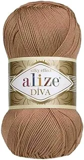 Alize Diva Hand Knitting Yarn Collections (Red Brown NO. 261)