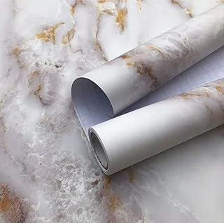 BPA® Marble White/Gold Contact Paper Marble Matte Wallpaper Bathroom countertop Decorative Paper Waterproof Removable countertop Bathroom(11.8