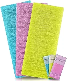 ECVV Exfoliating Towel 3 Pack Back Scrubber For Shower Nylon Microabrasion Sponge Japanese Bath Wash Cloth Korean Body Beauty Loofah Scrub | 3 Pack |