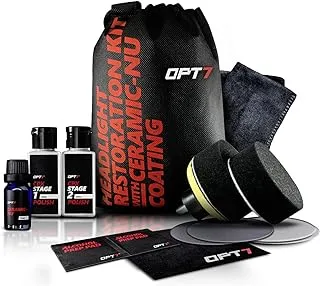 OPT7 Headlight Restoration Kit w/excl Ceramic Nu Coating – Professional Detailers Grade –Lens Polisher Drill Set.