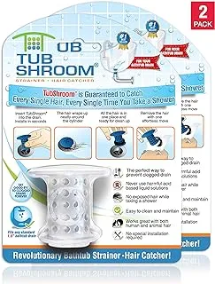 TubShroom Revolutionary Tub Drain Protector Hair Catcher/Strainer/Snare, Clear 2 Count