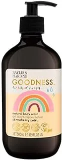 Baylis & Harding Goodness Kids Natural Body Wash 500ml - Strawberry Swirl | 98% Natural-Gentle for new borns | Allergen Free Fragrance | Vegan