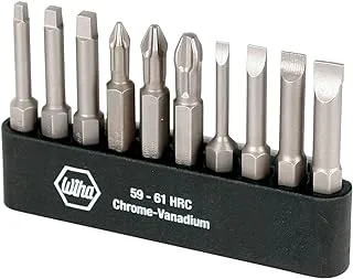 WIHA 74988 Slotted Phillips and Square Power Bit Set with Holder, 10-Piece