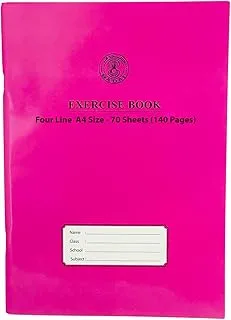 Sadaf Four Line 70 Sheets Exercise Book, A4 Size, Magenta