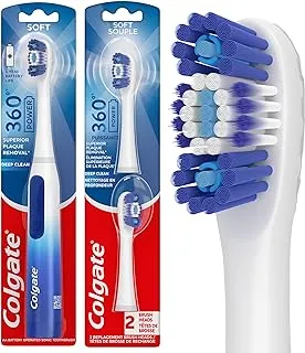 Colgate 360 Floss Tip Sonic Powered Battery Toothbrush, Pack of 2