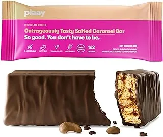 Plaay Salted Caramel Chocolate Bar, 35g, Pea Protein, Vegan Dark Chocolate Bar, Gluten-Free, Refined Sugar-Free