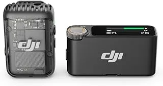 DJI Mic 2 (1 TX + 1 RX), Wireless Microphone with Intelligent Noise Cancelling, 32-bit Float Internal Recording, Optimized Sound, 250m (820 ft.) Range, Microphone for iPhone, Android, Camera, Vlogs