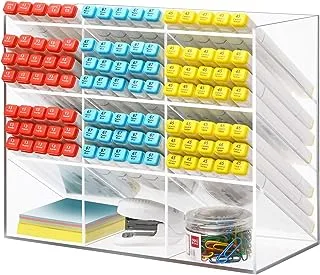 BPA Clear Pen Organizer Storage, Acrylic Desk Organizer with 12 Compartments, Pen Organizer for Desk, Desktop Art Organizer for Office School Art Supplies (Acrylic Pen Holder)