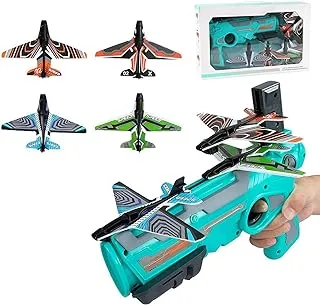 LiPing Bubble Catapult Plane Gun Air Battle Game, 2021 New Hot Toy, Shooting Game Toy for Kids, One-Click Ejection Model Foam Airplane, Outdoor Sport Toys Birthday Party Favors Foam Airplane Blue