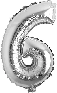 Italo Number 6 Foil Balloon, 16 Inch Size, Silver