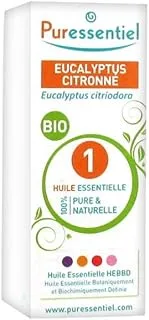 زيت Puressentiel Bio Eucalyptus Citroen الأساسي | نقي وطبيعي 100% | مثالي للعلاج بالروائح أو تخفيف التوتر | 10 مل