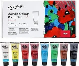 MONT MARTE Signature Acrylic Color Paint Set, 8 x 2.5oz (75ml), Semi-Matte Finish, 8 Colors, Suitable for Most Surfaces Including Canvas, Card, Paper and Wood