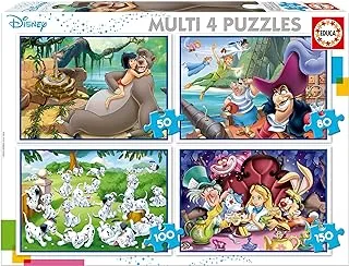 Educa - Disney Klassiker, 4in1 50/80/100/150 Teile Puzzleset für Kinder ab 5 Years, Puzzle (18105)