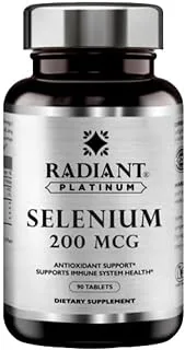 Radiant Platinum Selenium 200 Mcg | Antioxidant Supports | Promotes Wellness and Vitality | Supports Physical & Mental Health | 90 Tablets