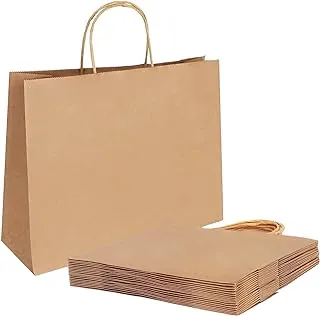 15 Pcs Large Paper Bag Brown Twisted Handle Paper Party Bags Hen Party Bags Kraft Paper Bag Bride Birthday Gift Bag Wedding Celebrations Bags For Party Favour (40x20x40cm) - Pack Of 15