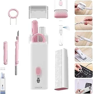 AWH 7-in-1 Electronics Cleaner Kit, Keyboard Cleaner Kit, Portable Multifunctional Cleaning Tool for PC Monitor/Airpods/Airpods pro/Cell Phone/Laptop/Computer/Bluetooth Earphones (Pink)