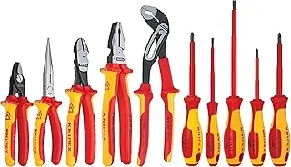 Knipex 989830US 10 -Piece 1000V Insulated Pliers, Cutters, and Screwdriver Industrial Tool Set