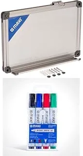 Maxi SINGLE SIDED MAGNETIC WHITE BOARD 20X30 + Whiteboard Marker Wallet Of 4Pc