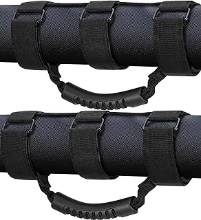 moveland 2 Pack Grab Handle Set Compatible with Jeep Wrangler TJ YJ JK, Easy-to-Fit 3 Straps Design for 1987-2022 Models (Black)