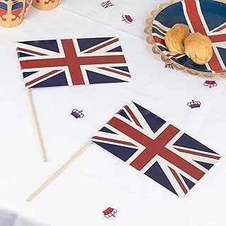 Ginger Ray Coronation Party Hand Held Union Jack Flags-5 Pack