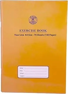 Sadaf Four Line 70 Sheet Exercise Book, A4 Size, Sandal