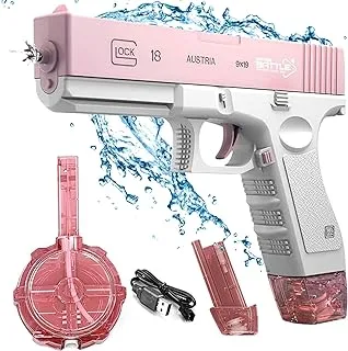 Electric Water Gun, Automatic Water Squirt Guns with 58CC+434CC High Capacity, Up to 32 FT Range, Summer Water Blasters Toys for Adults Boys Girls (Pink)