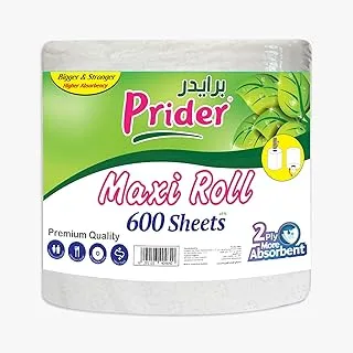 Prider jumbo Sterilized Kitchen Towel -Mega Roll 600 sheets 2 PLY - Highly Absorbent & Perforated Maxi roll Tissue Paper- Multi Purpose