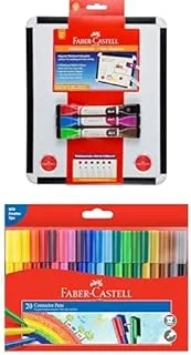 Faber-Castell Magnetic Whiteboard with 3 Twin Tip Markers + Colour Marker Pen 20-Pieces Multicolour