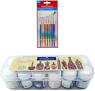 Faber-Castell Paint BrUShes Round 7Pc(0,2,4,6,8,10,12) + Fabric Colors 12X10Ml