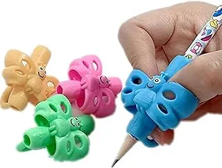 Three Fingers Butterfly Silicone Pencil Grip Holder Handwriting for Preschool Children, Eco-friendly, Ergonomic, Writing Aid Trainer, Posture Correction Finger Tool, Hollow Ventilation Design (4 PCS)