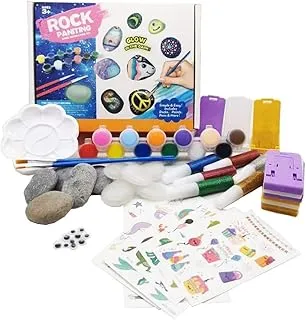 Mumoo Bear Rock Painting Kit for Kids Adults, Glow in The Dark Painting Rocks, DIY Handmade Art Rock Painting Supplies Creative Perfect Craft Gift for Boys and Girls