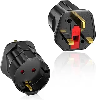 Melfi™ EU to UK Plugs Adapter - British Plug to EU Schuko Female Plugs Power Converter - 2 Pin Socket EU to UK Travel Adapter - 13A 250V BS1362 FUSED (Pack of 1)