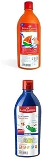 Faber Castell Paints Orange 0.5L + Paints Bottle Deep Blue 0.5L