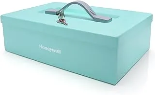 Honeywell Safes & Door Locks 6124TL Small Teal Key Locking Steel Security Box with Carry Handle, 0.16 Cu Ft, Teal