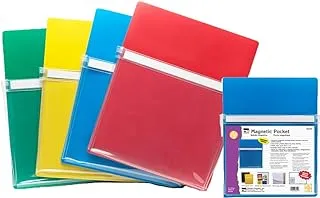 Charles Leonard Magnetic Pockets 26400, Holds up to 2.5 Pounds, 4-Pack, Assorted Colors, 4 Pack