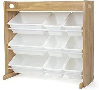 Homesmiths Natural Wood/White Toy Organizer with Shelf and 9 Storage Bins | Perfect for Home, Play Schools and Kindergarten 