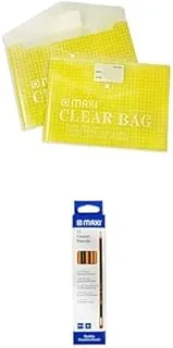 Maxi Fool Scap Clear Bag With Name Card Yellow + Pencil HB With Rubber Tip 12pc Black