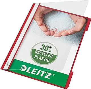 Leitz A4 Standard Plastic File, Pack of 25, 250 Sheet Capacity, Red, 41910025