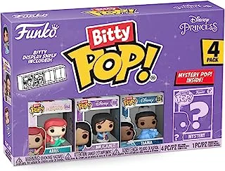 Funko Bitty Pop! Disney Princess - Ariel, Mulan, Tiana and A Surprise Mystery Mini Figure - 0.9 Inch (2.2 Cm) Collectable - Stackable Display Shelf Included - Gift Idea - Party Bags Stocking