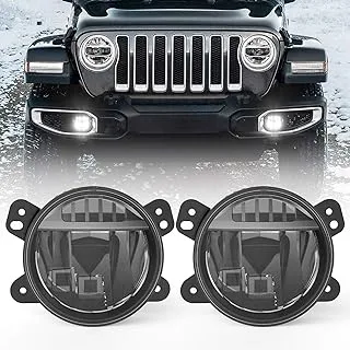 مصابيح ضباب LED مقاس 4 بوصات من BUNKER INDUST متوافقة مع Jeep Wrangler JL 2018 2019 2020 2021 2022 مجموعة مصابيح الضباب LED من Rubicon Sahara (تناسب فقط المصد البلاستيكي، غير مناسبة للنماذج الرياضية)