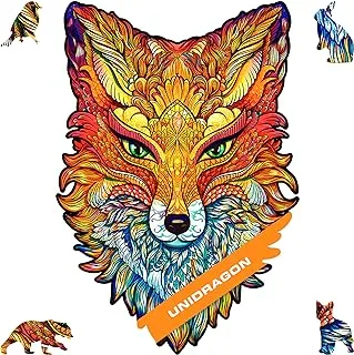 UNIDRAGON Wooden Puzzle Jigsaw, Fiery Fox, King Size, 308 Pieces, 10.6 by 15.7 Inches