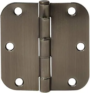 Amazon Basics Rounded 3.5 Inch x 3.5 Inch Door Hinges, 18 Pack, Antique Brass