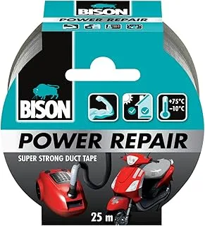 Bison Power Repair Duct Tape with high initial grip, Grey, 25m