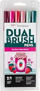 Tombow 56237 Dual Brush Pen Art Markers, Very Berry, 6-Pack