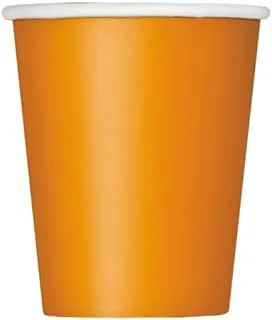 Unique 82161 Paper Cups-266 ml-Orange Colour-14 Count (Pack of 1), Pack of 14