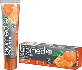 BIOMED CITRUS FRESH toothpaste-100 ml| Fresh breath and healthy gums| Fluroide Free | Vegan Friendly | 97% Natural ingredients| Gluten Free