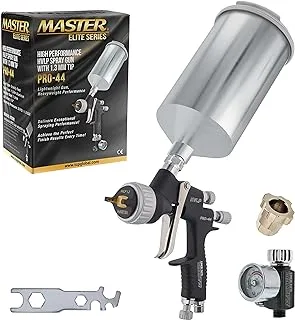 Master Pro 44 Series High Performance HVLP Spray Gun with 1.3mm Tip with Air Pressure Regulator Gauge - Ideal for Automotive Basecoats, Clearcoats - Advanced Atomization Technology