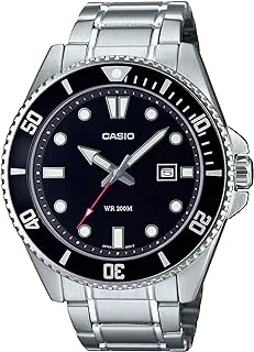 Casio Men's Dive Watch - MDV-107D-1A1VDF Black Dial, Silver Band