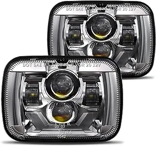 2021 New Osram Chips 180W DOT 500% Brighter Anti-glare H6054 5x7 7x6 Led Headlights, DRL Turn Signal Hi/Low Sealed Beam Compatible with Jeep Cherokee XJ Wrangler YJ Ford Chevy GMC Toyota Nissan Silver